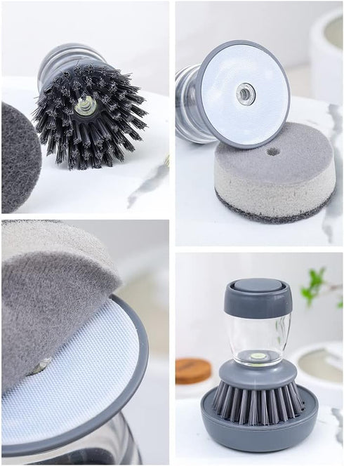 Dishwashing Brush with soap Dispenser, soap Dispensing Palm Brush, dishwashing Kitchen Brush, dishwashing Brush for Washing and Cleaning of pots a...