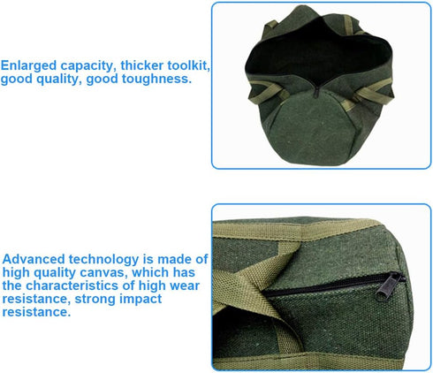 Tool Bag, Portable Multi-Purpose Canvas Tool Organizer, Heavy Duty Storage Handbag Tote Bag with Sturdy Bottom and Wide Mouth, Tools Present for M...
