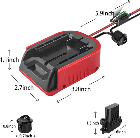 2 Packs Power Wheel Adapter for Craftsman V20 20V Battery with Fuse & Wire terminals & 14 Gauge Wire, Good Power Convertor for DIY Ride On Truck, ...