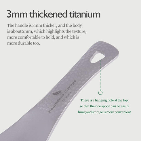 Boundless Voyage Titanium Rice Spoon Short Handle Spoon Cooking Shovel Outdoor Camping Household Rice Shovel Scoop Rice Spoon Thickened Ti1079T...