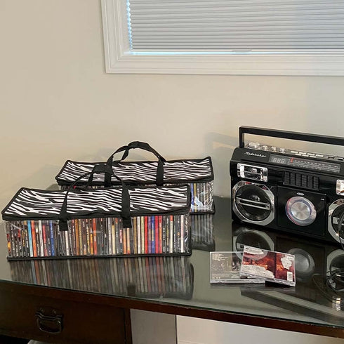 Evelots 4 Pack CD Storage Bags, Clear PVC Plastic-Holds 192 CDs With Cases Total-Strong Handles-Protects from Scratches/Dirt/Dust/Moisture...