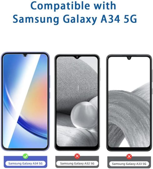 (2 Pack) Designed for Samsung Galaxy A34 5G Tempered Glass Screen Protector 9H Anti Scratch HD Clear Bubble Free...