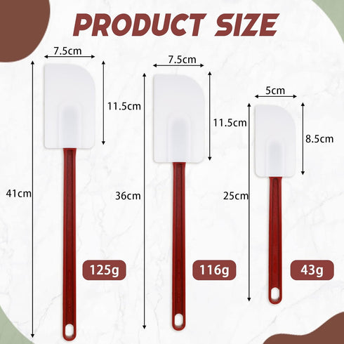 Set of 3 Commercial Silicone Spatulas for Cooking High Heat Resistant Silicone Scraper Commercial Baking Spatula for Kitchen Cooking Utensils, Red...