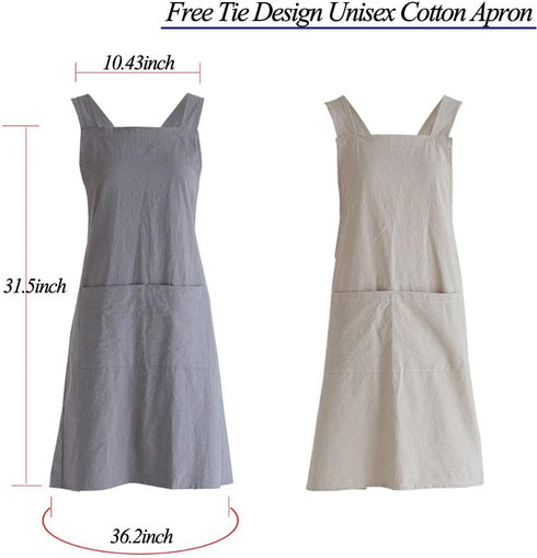 Cotton/Linen Japanese Style Cross Back Aprons Pinafore Dress...
