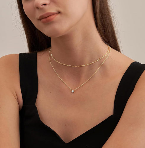 Tewiky Diamond Necklaces for Women, Dainty 14k Gold/Sterling Silver Choker Necklace Simple Gold Plated CZ Jewelry Necklaces for Women Trendy Gifts...