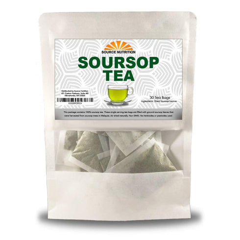 Soursop Tea by Source Nutrition - Pure Graviola, Cut and Sifted Leaves, High in Acetogenins - 30 Tea Bags With Resealable Pouch...