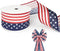 Patriotic America Flag Ribbons 2.5" * 10 Yards, Patriotic Stars and Stripes 4th of July Wired Edge Burlap Ribbon, White, Red, Blue Ribbon for Labo...