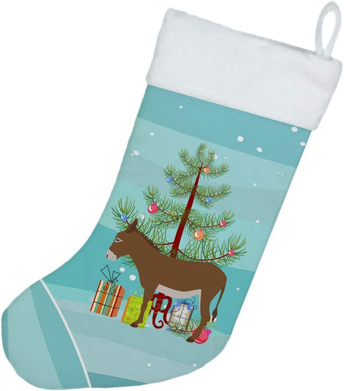 Caroline's Treasures BB9216CS Cotentin Donkey Christmas Christmas Stocking, Teal Fireplace Hanging Stockings Christmas Season Party Decor Family H...