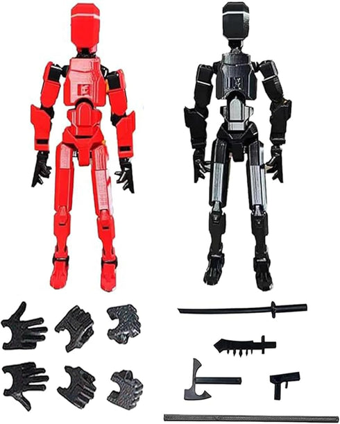 T13 Action Figure,Dummy 13 Action Figure Lucky 13 Action Figure 3D Printed Multi-Jointed Movable, Nova 13 Action Figure Toy (Black+Red)...