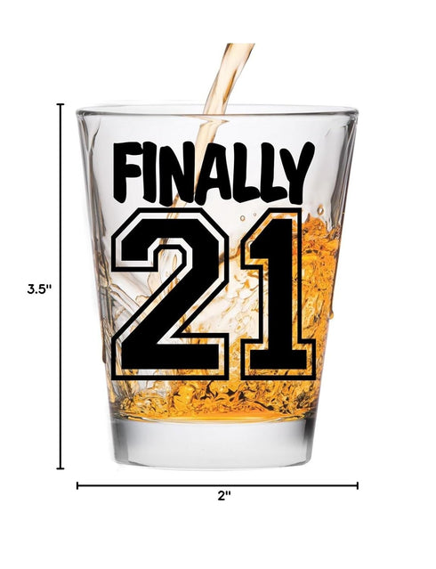 Make Em Laugh Finally 21 Birthday Shot Glass - Birthday Gift - Celebrate Turning Twenty-One - 21st Birthday Gifts for Him or Gifts for Her - Shot ...