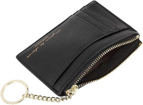Women's 8 Cards Slim Minimalist Card Holder Coin Changes Purse Keychain Front Pocket Wallet...
