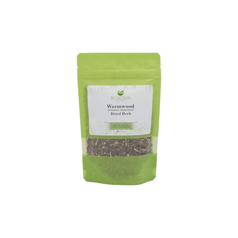 Biokoma Pure and Organic Wormwood Dried Herb 50g (1.76oz) In Resealable Moisture Proof Pouch, USDA Certified Organic - Herbal Tea, No Additives, N...