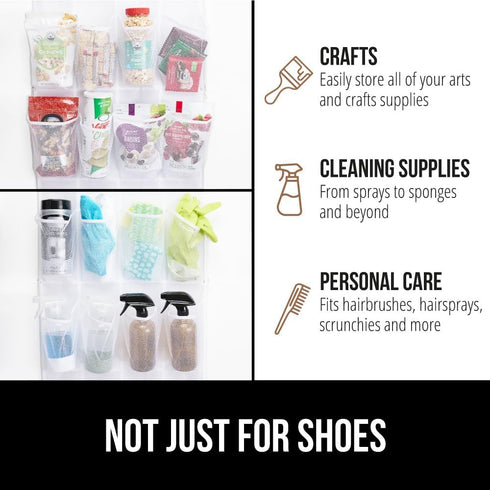 GORILLA GRIP Over the Door Shoe Organizer, 24 Large Breathable Mesh Pockets, Space Saving Hanging Storage Holder, Closet Rack Hanger Holds Up to 4...