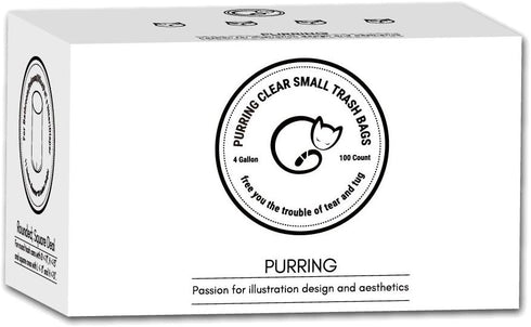 Clear Small Trash Bags with Simple-Illustration Aesthetic Drawing, 4 Gallon Garbage Bags with Quick-Dispense, 100 Count...