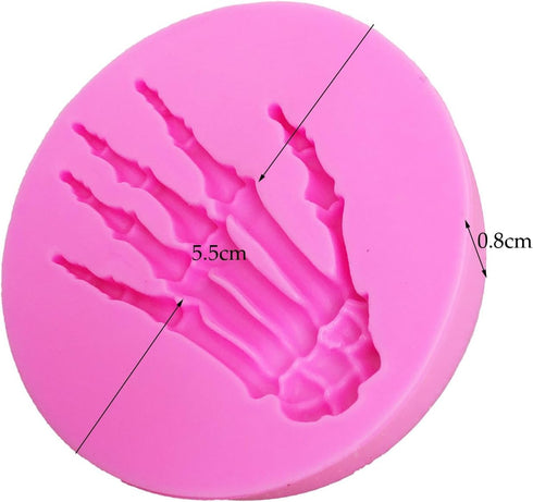 Hand Bone Shape Silicone Molds for Halloween Cake Decorating Tools DIY Chocolate Candy Cookies Biscuits Gum Fondant Pudding Cupcake Baking Mold, H...