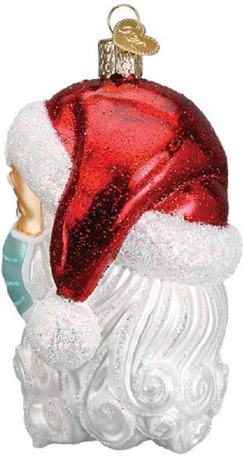 Old World Christmas Santa with Face Mask Blown Glass 2020 Unique Christmas Ornaments for Christmas Tree Decorations...