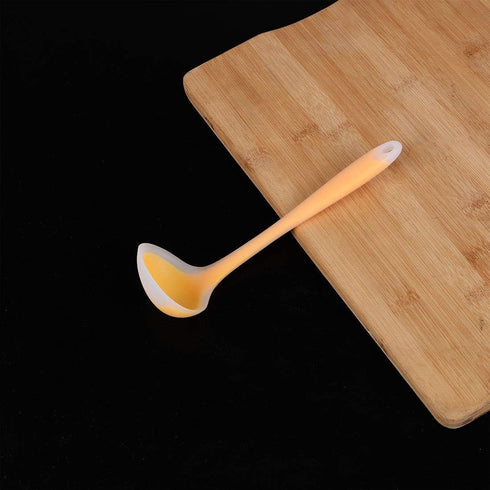 uxcell Silicone Soup Ladle Spoon 8.3 Inch Length Heat Resistant to 450°F One Piece Design Restaurant Kitchen Cooking Utensil for Serving Soup Oran...