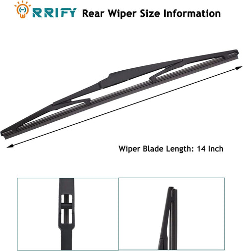 2 Pack 14" Rear Wiper Blade for Chrysler Pacifica 17-22, for Hyundai Accent 07-11, for Hyundai Santa Fe 07-12, for Hyundai Tucson 16-21, for Mazda...
