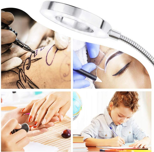 JimKing Ring Light, Tattoo Light Desk Lamp, LED Book Light with Clip, USB Bed Lamp for Live Show, Reading, Tattoo, Make Up, Manicure...