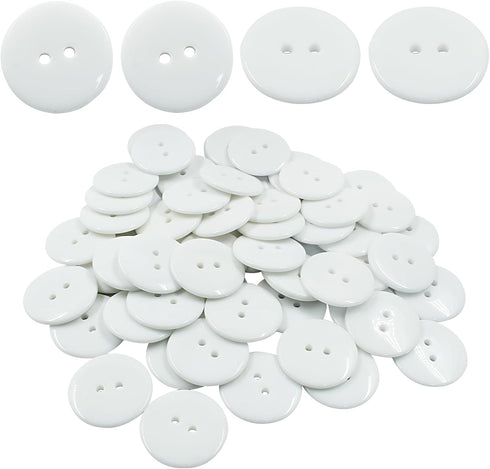 50 Pcs Premium 2-Hole Resin Sewing Buttons - White Round Mixed Buttons for Sewing, DIY, and Holiday Decoration (White)...