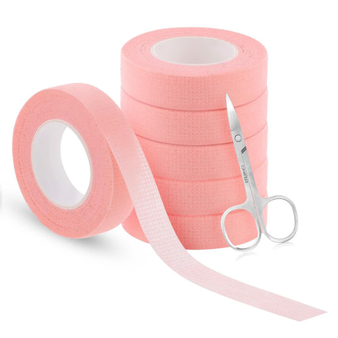 6 Rolls Lash Tape, Makeup Adhesive Tape for Eyeshadow, 1/2''x9.8 Yards Eyelash Tapes, Eyeshadow Tape for Eye Makeup with Eyebrow Scissors, Pink...