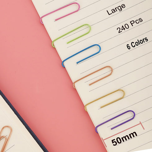 240 Pcs Paper Clips Large, Jumbo Paperclips 2 inch Colored for Office...