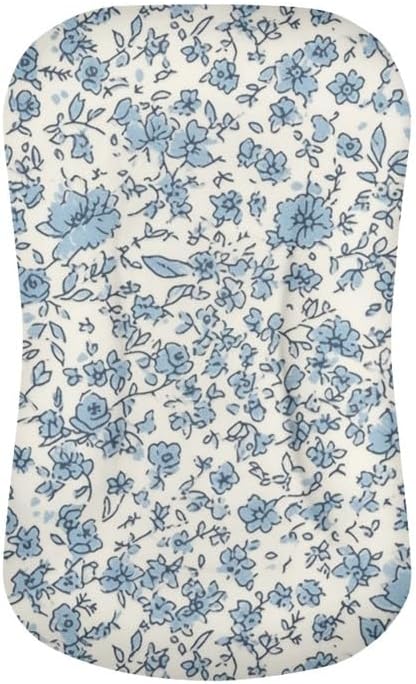 Blue Ditsy Floral Crib Sheets for Boys or Girls Pastoral Style Ditsy Flower Soft and Breathable Crib Mattress Sheet French Countryside Baby Cradle...