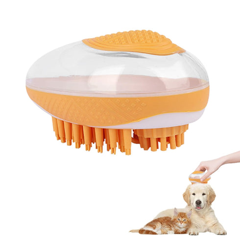 WishLotus Pet Bath Brush, Puppy Massage Brush with Shampoo Dispenser Pet Grooming Tool for Small Animals Soft Silicone Dog Shower Brush for Long S...