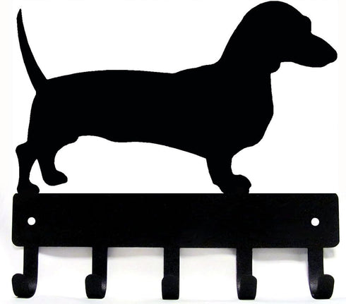 Dachshund Key Holder for Wall - Small 6x5 inch with 5 Hooks - Made in USA...