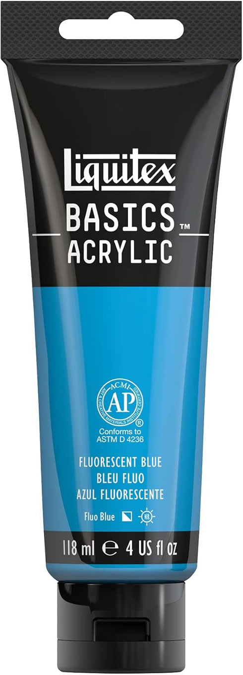 Liquitex BASICS Acrylic Paint, 118ml (4-oz) Tube, Fluorescent Blue...
