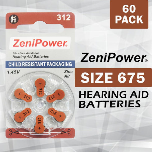 60 Hearing Aid Batteries Size: 312 + Battery Holder Keychain Kit...