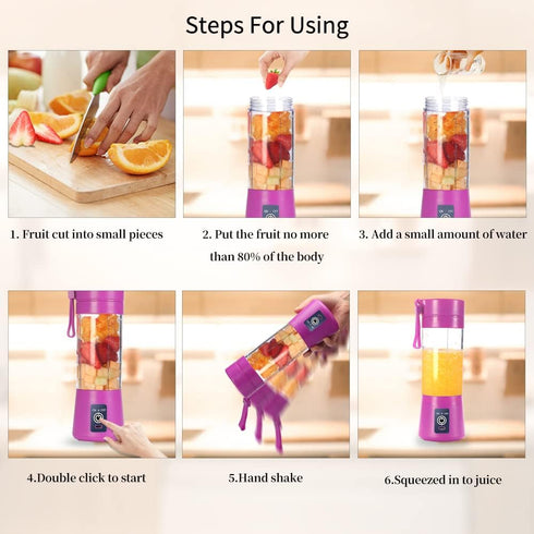 Portable Blender Cup,Electric USB Juicer Blender,Mini Blender Portable Blender For Shakes and Smoothies, juice,380ml, Six Blades Great for Mixing,...