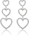 RareLove Bling CZ Crystal Interlocking Three Heart Hollow Dangle Stud Piercing Earrings For Women Silver Plated Alloy Valentines Gift For Her...