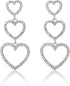 RareLove Bling CZ Crystal Interlocking Three Heart Hollow Dangle Stud Piercing Earrings For Women Silver Plated Alloy Valentines Gift For Her...