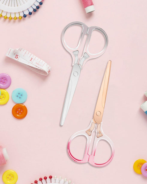 Scissors, Clear Acrylic Stainless Steel Scissors,Office Professional Shears for Home School Office DIY Craft Sewing Fabric Cutting General Use?2PC...