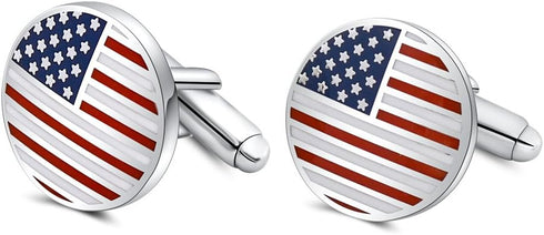 Mr.Van American Flag Cufflinks Platinum Plated Enamel USA Flag Cuff links Men's Accessories Gift for Men...
