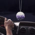 Rear View Mirror Bling Crystal Ball Charms Purple Car Accessories for Women...