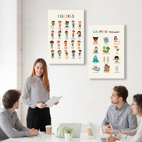 Feelings Chart and Emotions Poster for Toddlers Mental Health Awareness Canvas Wall Art Preschool Emotions Faces Calm Corner Prints Educational Po...