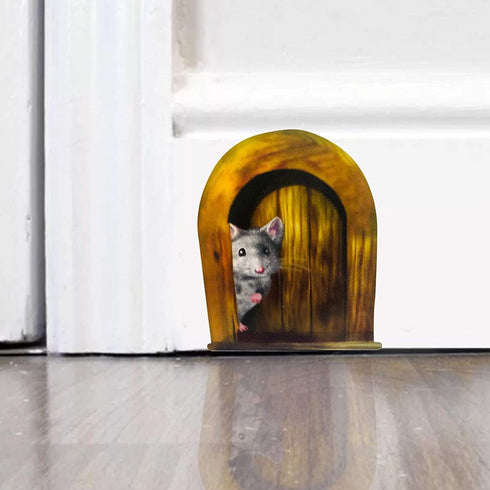 5pc Interesting Scaredy Mice Mouse Hole 3D Wall Sticker Realistic Decor Decal, Kids Room, Classroom, Home, Bedroom, Bookcase, Mice and Men, Childr...