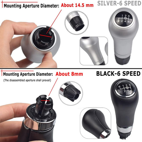 Gear Shift Knob Head Gear Cover Shift Lever Stick for Ben-z W203 S203 CL203 W209 W204 C204 C63 C300 C250 W207 A207 W212 (Silver, R is on top)...