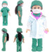 Doll Doctor Outfits and Medical Kit Accessories for 18 Inch Fashion Dolls, includes White Coat, Green Scrubs, Doctor Surgical Gown and Tools Plays...