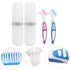 Healeved 2 Sets Denture with Toothbrush Cases, Denture Cleaning Personal Denture Toothbrush Small Double-Side Assorted Color...