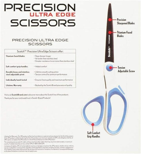 Scotch 8-Inch Precision Ultra Edge Scissors, 3-Pack (1458-3)...