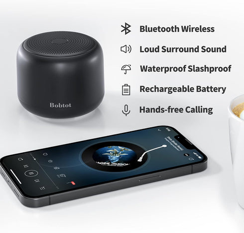 Bobtot Portable Bluetooth Speakers Wireless Speaker- Waterproof Speaker with Loud Stereo Sound,15 Hours Playtime, Rechargeable Battery, Built-in M...