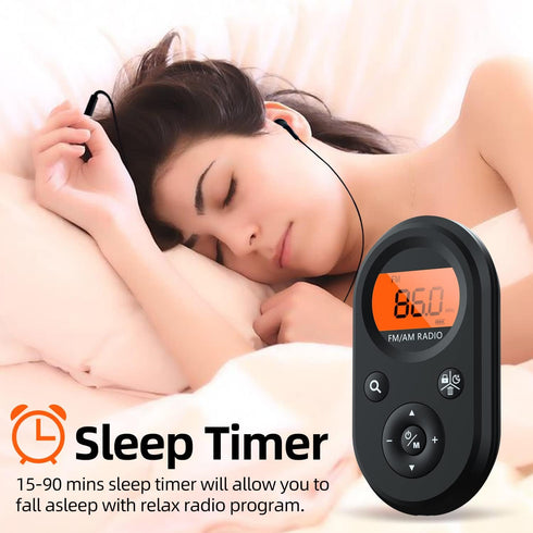 Personal Pocket Radio AM/FM Portable, Rechargeable Transistor Radio with Best Reception, Long Battery Life, Stereo Headphones, Sleep Timer, Backli...