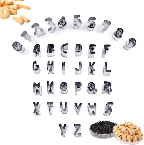 37 Pcs Mini Alphabet and Number Cookie Cutters Set With Storage Case, Stainless Steel Small Mold Tools for Fondant Biscuit, Cake, Fruit, Vegetable...