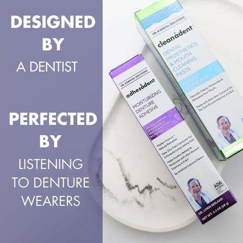 Dr. B Dental Solutions Cleanadent Denture and Gum Toothpaste, ADA Accepted All-Natural Denture Toothpaste for Adults - Removes Odors, Stains and A...