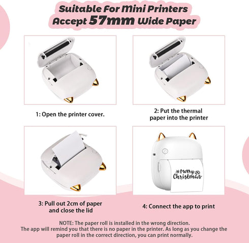 10 Rolls Thermal Printer Paper, White Printer Paper For Mini Sticker Receipt Printer Portable Bluetooth Pocket Printer, Mini Printer Paper Refill ...
