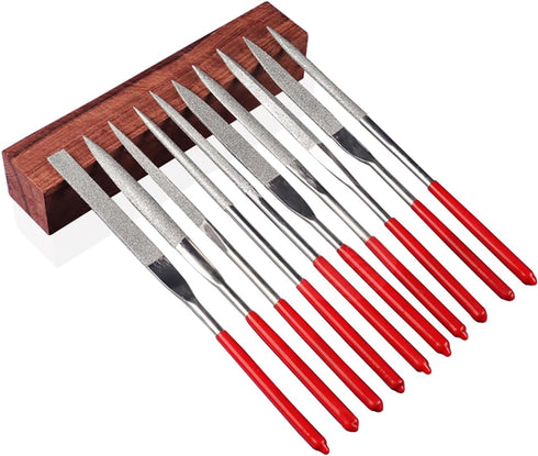 Mesee 10 Pieces Mini Diamond Needle Files, Round Triangular Square Flat Shape Needle File Set Hand Riffler File Tool for Precision Metal File Work...