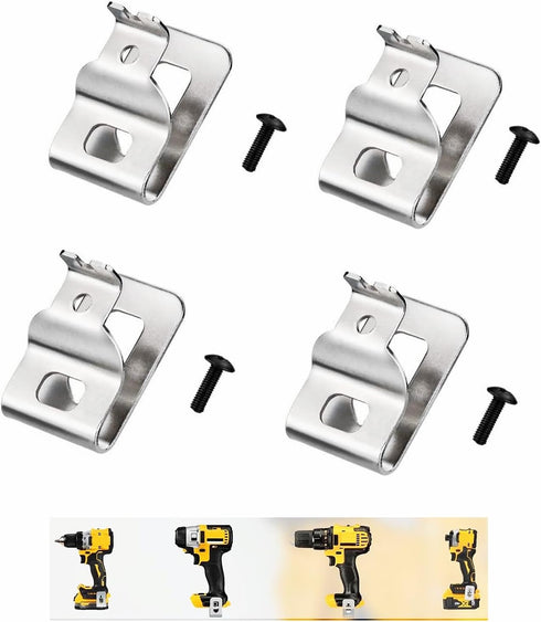 N268241 N086039 Stainless Steel Belt Clips for Dewalt 20V Power Tools, Compatible with, DCD980, DCD985, DCD980L2, DCD985L2,Includes Screws and Dri...